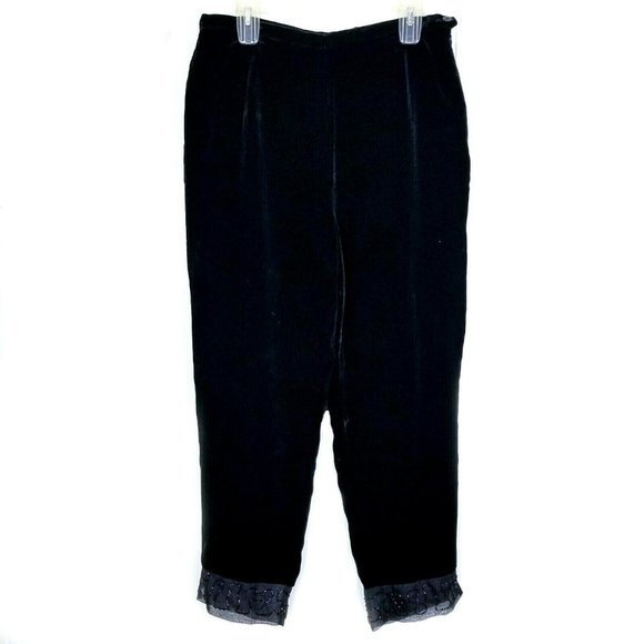 Anne Carson Beaded Trim Pants Silk Blend  12P - Picture 1 of 10